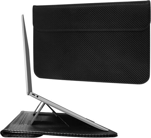JXE JXO Faraday Bag for Laptops & Tablets, 14 Inch Laptop Sleeve Case with Laptop Stand, 2 Stand Modes, Slim Waterproof PU Leather Sleeve Cover Anti-Tracking Signal Blocking Pouch, Black in Saudi Arabia