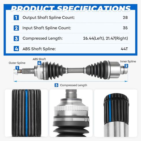 2PCs Front CV Axle Shaft Fit for Ford Escape 01-08(Not fit Hybrid, XLT Deportivo Model), for Mazda Tribute 01-06 08, for Mercury Mariner 05-08 2.0L 2.3L 3.0L, Automatic trans only, Left and Right Side in Saudi Arabia