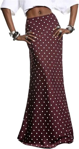 SHENHE Women's Polka Dots Maxi Skirt Low Rise Y2k Elegant Floor Length Fishtail Skrit in Saudi Arabia