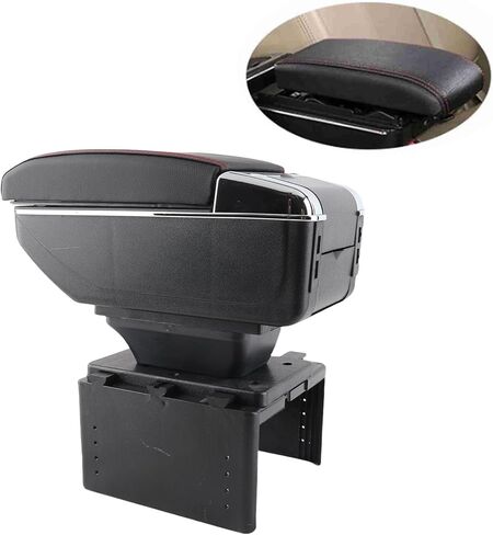 Universal Adjustable Car Center Console Armrest Box with USB Interface Black Armrest Storage Box for Most Vehicles in Saudi Arabia