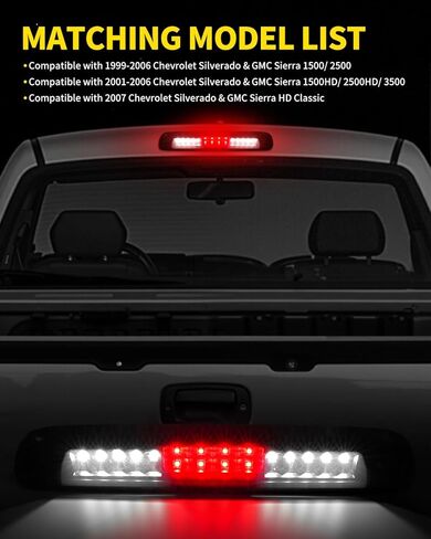 LED Third 3rd Brake Light, Rear Cargo Lamp Center High Mount Stop Light Compatible with 1999-2006 Chevrolet Chevy Silverado GMC Sierra 1500 2500, 2001-2006 Silverado Sierra 1500HD 2500HD 3500 in Saudi Arabia