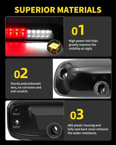 LED Third 3rd Brake Light, Rear Cargo Lamp Center High Mount Stop Light Compatible with 1999-2006 Chevrolet Chevy Silverado GMC Sierra 1500 2500, 2001-2006 Silverado Sierra 1500HD 2500HD 3500 in Saudi Arabia