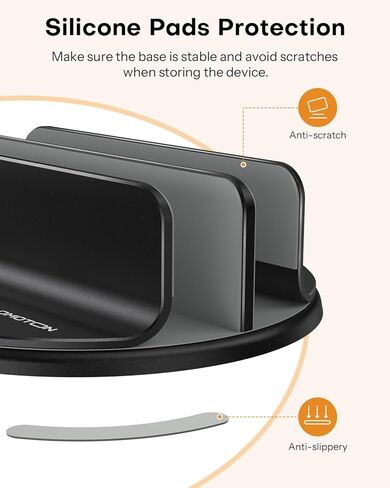 OMOTON 360° Rotating Vertical Laptop Stand Holder, Aluminum Dual-Slot Desk Organizer for MacBook & iPad, Sides Knob Adjustment (No Lost Screws), Holds Laptop, Tablet, Book & Keyboard, Fits up to 17.3" in Saudi Arabia
