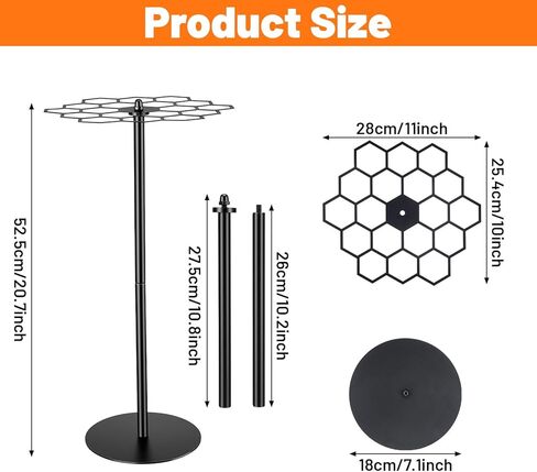 حامل عرض ميدالية دوار | حامل ميداليات على الطاولة يدور 360 درجة يحمل أكثر من 45 ميدالية | قاعدة حديدية شديدة التحمل وتجميع سهل بدون أدوات - آمن على الحائط لميداليات الماراثون والرياضة والجوائز in Kuwait