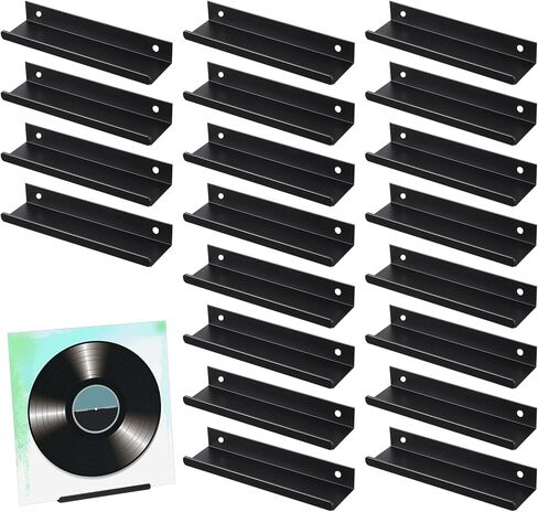 20 Pcs Vinyl Wall Mount, 4 Inch Black Vinyl Holder for Album Storage Metal Wall Shelf for Bedroom, Office, Living Room, Cafe Decor in Saudi Arabia