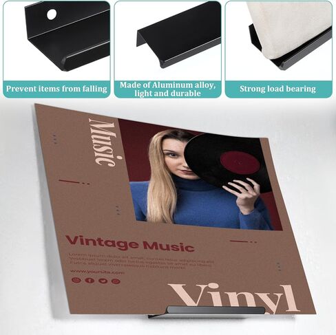 20 Pcs Vinyl Wall Mount, 4 Inch Black Vinyl Holder for Album Storage Metal Wall Shelf for Bedroom, Office, Living Room, Cafe Decor in Saudi Arabia