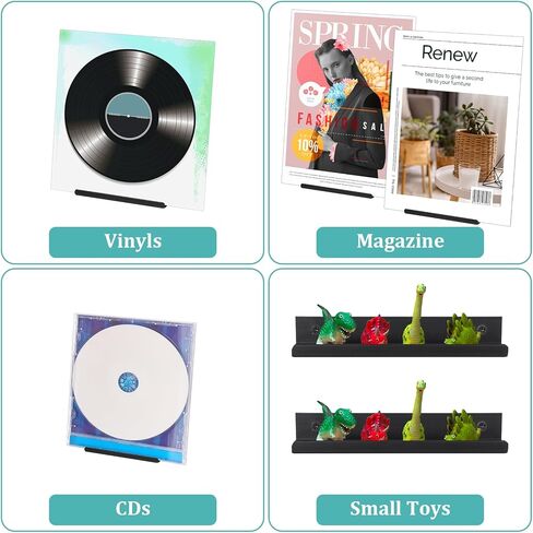 20 Pcs Vinyl Wall Mount, 4 Inch Black Vinyl Holder for Album Storage Metal Wall Shelf for Bedroom, Office, Living Room, Cafe Decor in Saudi Arabia