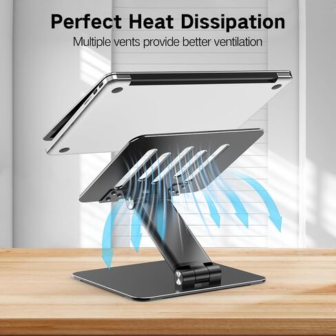 حامل كمبيوتر محمول قابل للتعديل للمكتب، حامل كمبيوتر محمول معدني قابل للطي، حامل كمبيوتر محمول محمول، حامل كمبيوتر محمول تبريد جيد التهوية متوافق مع أجهزة الكمبيوتر المحمولة مقاس 10-17.3 بوصة in Kuwait