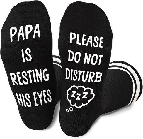 Funny Gift for Dad - Papa Is Resting His Eyes Socks, Novelty Socks for Grandpa Uncle Brother Men, Father's Day Birthday Gifts (Black) -05 in Kuwait