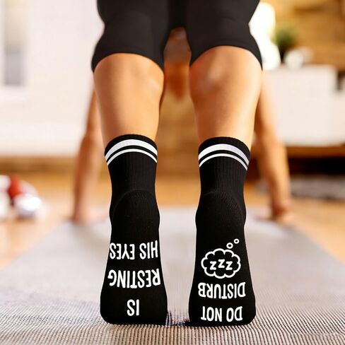 Funny Gift for Dad - Papa Is Resting His Eyes Socks, Novelty Socks for Grandpa Uncle Brother Men, Father's Day Birthday Gifts (Black) -05 in Kuwait