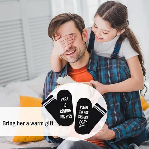 Funny Gift for Dad - Papa Is Resting His Eyes Socks, Novelty Socks for Grandpa Uncle Brother Men, Father's Day Birthday Gifts (Black) -05 in Kuwait