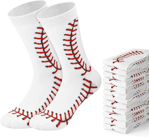 Shihanee 12 Pairs Funny Baseball Socks Bulk for Men Boys Novelty Baseball Gifts Athletic Sports Crew Socks for Team Coach Birthday Players Accessories in Saudi Arabia