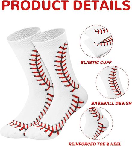 Shihanee 12 Pairs Funny Baseball Socks Bulk for Men Boys Novelty Baseball Gifts Athletic Sports Crew Socks for Team Coach Birthday Players Accessories in Saudi Arabia