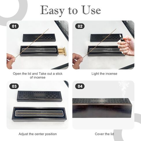 مبخرة حامل البخور، تصميم تابوت 2 في 1 مع صندوق تخزين وصائد رماد، حامل لعصي البخور، ممتاز للممارسات الصحية للتأمل في غرفة النوم والمكتب والدراسة in Kuwait