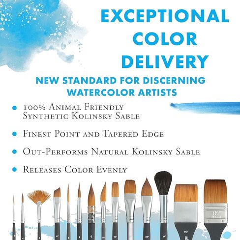 Princeton Aqua Elite Watercolor Paint Brush Set, 4-Piece Professional Synthetic Brushes with Short Handles, Soft High-Absorbency Bristles for Watercolor & Fluid Media Painting in Saudi Arabia
