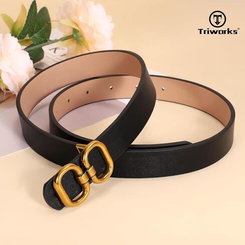 TRIWORKS Reversible Leather Belt for Women with Gold Buckle Ladies Leather Belt for Jeans Pants in Saudi Arabia