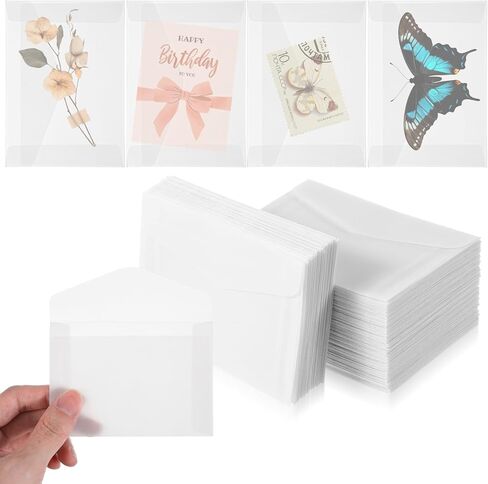 Xindojuz 50 PCS Vellum Envelopes, 4.5 × 3.2 Inch Translucent Glassine Envelope Self Sealing Mini Clear Envelopes Holders for Seeds Coin Stamp Collecting Lottery Ticket Gift Card Wedding Invitation in Saudi Arabia