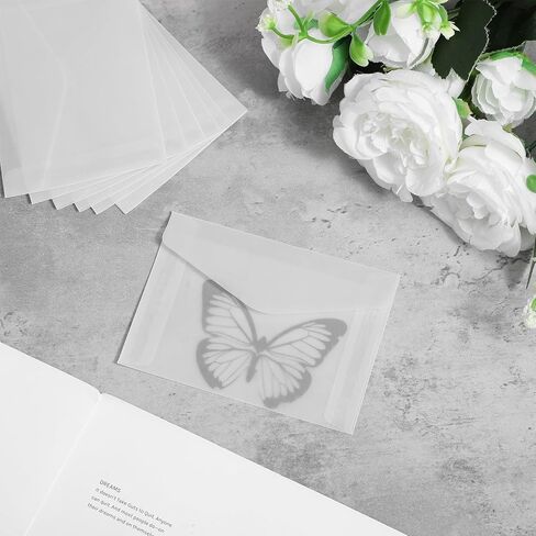 Xindojuz 50 PCS Vellum Envelopes, 4.5 × 3.2 Inch Translucent Glassine Envelope Self Sealing Mini Clear Envelopes Holders for Seeds Coin Stamp Collecting Lottery Ticket Gift Card Wedding Invitation in Saudi Arabia