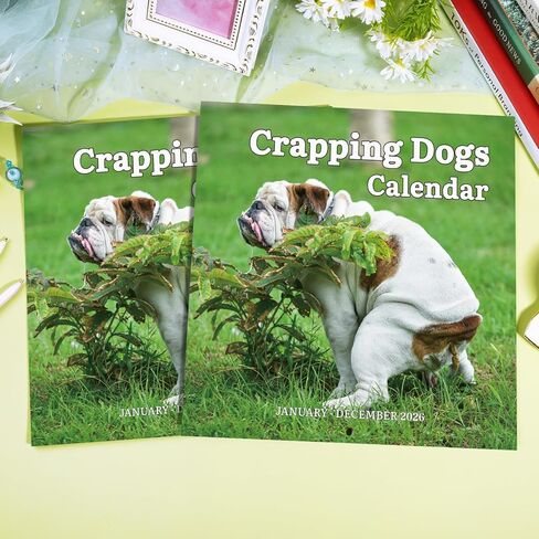 2024-2025 Wall Calendar – 18 Monthly Pooping Dogs Calendar 2024-2025, Jul 2024 - Dec 2025, Funny Dog Calendar Gag Gifts, 11.8" x 23.6" (Open), 11.8" x 11.8"(Closed), Perfect White Elephant Gift Funny in Kuwait