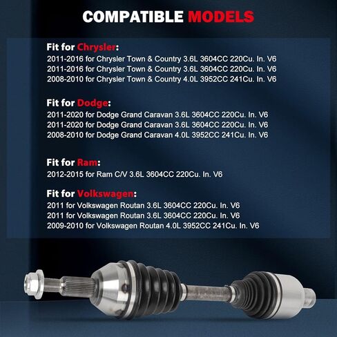 Cciyu 60-3639 60-3553 الجبهة اليسرى واليمنى CV عمود المحور الجمعية لكرايسلر 2008-2016 ل دودج 2008-2020 ل Ram 2012-2015 لفولكس واجن 2009-2011 FWD in Kuwait