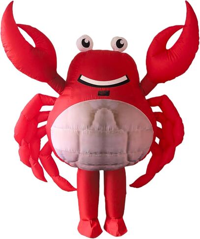 زي السلطعون القابل للنفخ للبالغين، زي التميمة لكامل الجسم من البوليستر الأحمر، زي على شكل حيوان كرنفال للجنسين in Kuwait