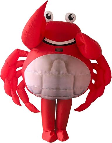 زي السلطعون القابل للنفخ للبالغين، زي التميمة لكامل الجسم من البوليستر الأحمر، زي على شكل حيوان كرنفال للجنسين in Kuwait