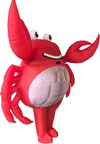 زي السلطعون القابل للنفخ للبالغين، زي التميمة لكامل الجسم من البوليستر الأحمر، زي على شكل حيوان كرنفال للجنسين in Kuwait