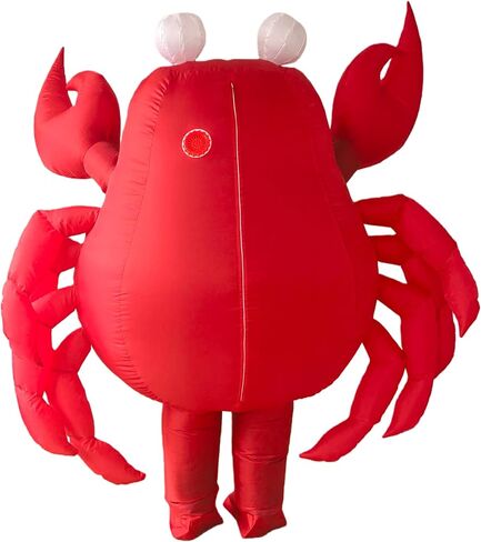 زي السلطعون القابل للنفخ للبالغين، زي التميمة لكامل الجسم من البوليستر الأحمر، زي على شكل حيوان كرنفال للجنسين in Kuwait