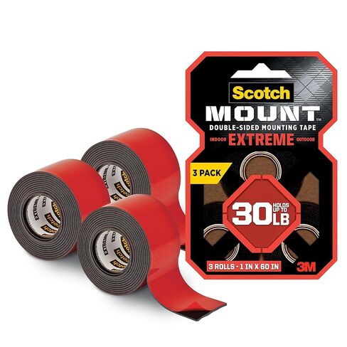 Scotch Mount Extreme Double-Sided Mounting Tape, Black, 1 in x 60 in, 3 Pack in Saudi Arabia