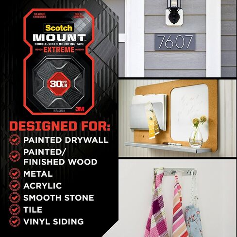 Scotch Mount Extreme Double-Sided Mounting Tape, Black, 1 in x 60 in, 3 Pack in Saudi Arabia