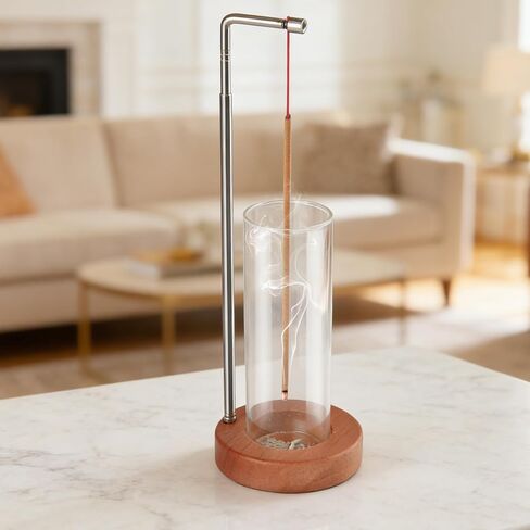 EMETE Wooden Incense Holder with Glass Ash Catcher, Retractable Vertical Incense Burner for Yoga Spa Room Decor, Mess-Free Ash Collector for Meditation, Home Office Decor in Saudi Arabia