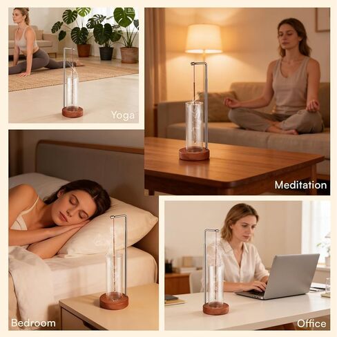 EMETE Wooden Incense Holder with Glass Ash Catcher, Retractable Vertical Incense Burner for Yoga Spa Room Decor, Mess-Free Ash Collector for Meditation, Home Office Decor in Saudi Arabia