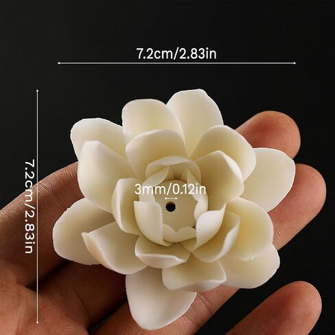 Incense Holder White Lotus Design Ceramic,1.77in Incense Holder for Sticks Zen Desk Altar Decor in Kuwait