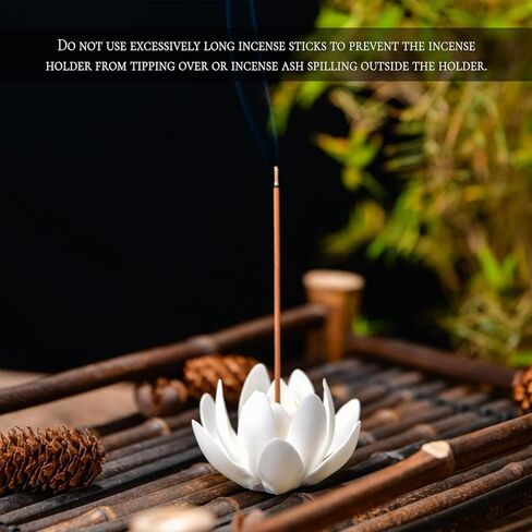 Incense Holder White Lotus Design Ceramic,1.77in Incense Holder for Sticks Zen Desk Altar Decor in Kuwait