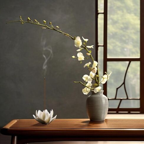 Incense Holder White Lotus Design Ceramic,1.77in Incense Holder for Sticks Zen Desk Altar Decor in Kuwait