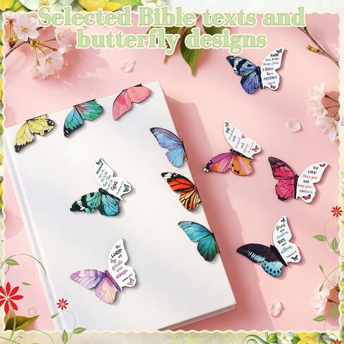 24 Pieces Christian Magnetic Butterfly Bookmarks Bible Verse Women Gifts for Mother's Day Foldable Page Clip Inspirational Quotes Cute Magnet Religious Page Markers for School Church Office in Saudi Arabia