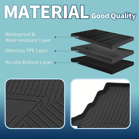 ACROPIX Flat Face Cargo Liner Rear Trunk Mat Trunk Cargo Luggage Boot Tray Mat Stripes and Triangles Pattern for Toyota Camry 2006-2011 Anti-Slip in Saudi Arabia
