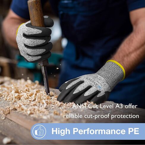 KAYGO Cut Resistant Work Gloves for Men and Women, ANSI A3 Cutting Gloves, Nitrile Micro-Foam Safety Gloves KG21NB, Ideal for Wood Carving, Glass Handling, Construction, Fishing, L, Grey, 2 Pairs in Saudi Arabia