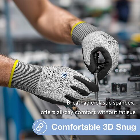 KAYGO Cut Resistant Work Gloves for Men and Women, ANSI A3 Cutting Gloves, Nitrile Micro-Foam Safety Gloves KG21NB, Ideal for Wood Carving, Glass Handling, Construction, Fishing, L, Grey, 2 Pairs in Saudi Arabia
