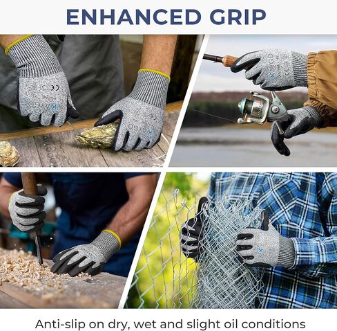 KAYGO Cut Resistant Work Gloves for Men and Women, ANSI A3 Cutting Gloves, Nitrile Micro-Foam Safety Gloves KG21NB, Ideal for Wood Carving, Glass Handling, Construction, Fishing, L, Grey, 2 Pairs in Saudi Arabia