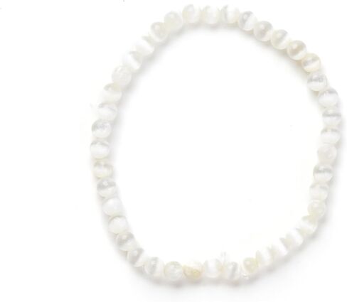 Selenite Bead Bracelet - Stretch Crystal Bracelet for Meditation & Everyday Wear - Crown Chakra For Serenity, Purification, Peace in Saudi Arabia