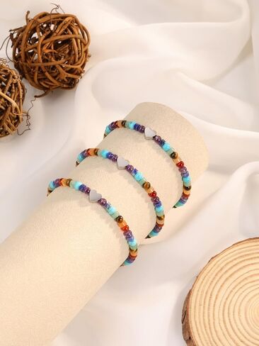 Top Plaza Chakra Bracelets for Women Heart Charm 4mm Natural Healing Gemstone Yoga Meditation Bracelet Handmade Beaded Spiritual Bracelet Adjustable Jewelry Mothers Day Christmas Gifts in Saudi Arabia