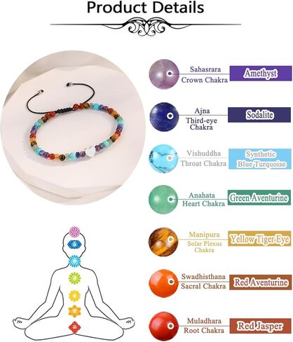 Top Plaza Chakra Bracelets for Women Heart Charm 4mm Natural Healing Gemstone Yoga Meditation Bracelet Handmade Beaded Spiritual Bracelet Adjustable Jewelry Mothers Day Christmas Gifts in Saudi Arabia