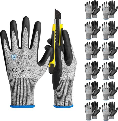 KAYGO Cut Resistant Work Gloves for Men and Women, ANSI A3 Cutting Gloves, Nitrile Micro-Foam Safety Gloves KG21NB, Ideal for Wood Carving, Glass Handling, Construction, Fishing, L, Grey, 2 Pairs in Saudi Arabia