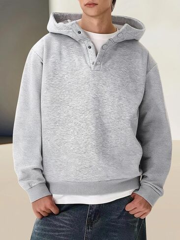 Hoodie men's button design versatile hoodie simple and trendy daily wear in Saudi Arabia