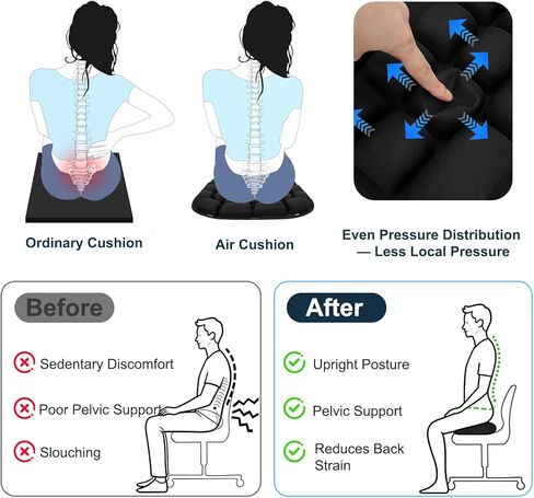 Inflatable Seat Cushion - Airplane Seat Cushion for Long Flights, Stable & Firm Support for Sports & Outdoors, Stadium Bleachers, Travel & Hard Dining Chairs in Saudi Arabia