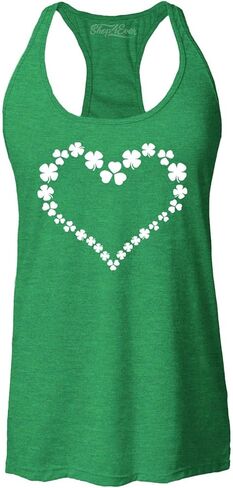 Shamrock Clover Heart St. Patrick's Day Women's Racerback Tank Top Slim Fit in Saudi Arabia