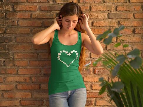 Shamrock Clover Heart St. Patrick's Day Women's Racerback Tank Top Slim Fit in Saudi Arabia