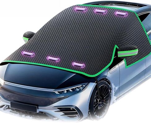 Windshield Snow Cover for Cars - All-Weather Ice & Frost Protection with Magnetic Design, Full Windshield, Side Window and Mirror Protector - Universal Fit for Most Sedans and SUVs, Green in Saudi Arabia