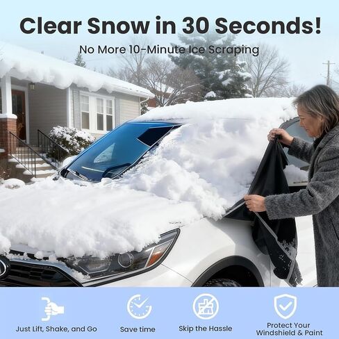 Windshield Snow Cover for Cars - All-Weather Ice & Frost Protection with Magnetic Design, Full Windshield, Side Window and Mirror Protector - Universal Fit for Most Sedans and SUVs, Green in Saudi Arabia